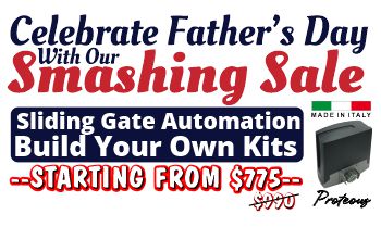 Father's Day Sale on Automatic Electric Sliding Gate Opener Kit Builders, Italian Made APC Proteous Sliding Gate Series, FEATURE RICH, Extra Heavy Duty, Remote Access Control Automatic Sliding Gate Opener Systems