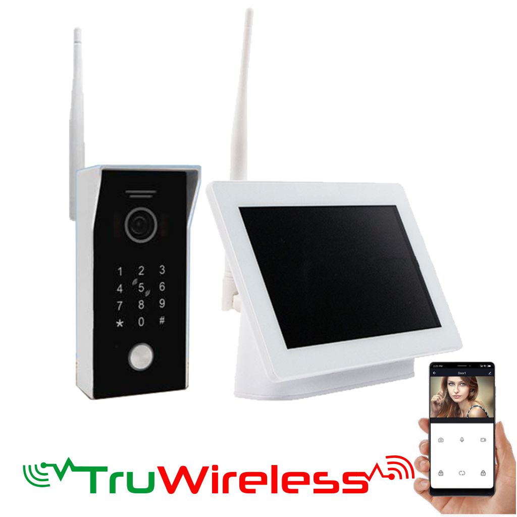 Eyevision® Wireless Doorbell Video Intercoms | TruWireless Intercom System with Built-in Halow WiFi Bridge | Keypad Video Door Station and Monitor Eyevision TruWireless Wi-Fi Smart Intercom Systems