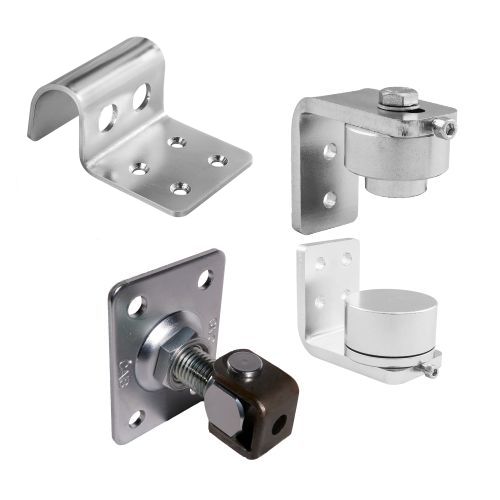 Swing Gate Hardware including hinges (rising hinges,  bearing hinges, strap hinges and more), gate signs, gate stops, bi-folding twin drive swing gate