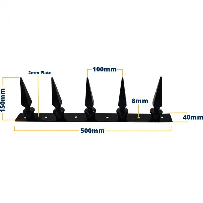 500mm Screw Down Spear Extension - Suitable for most gates and fences