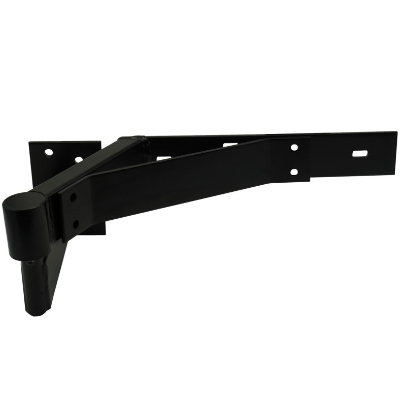 Left Side Heavy Duty with Support Bracing Satin Black Powder Coated Rising Gate Hinges