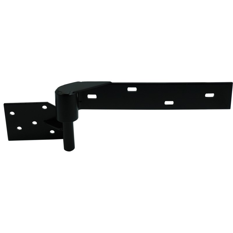 Left Side Heavy Duty Rising Gate Hinges with Support Bracing. Satin Black Powder-Coated Heavy Duty Rising Gate Hinges |  Lifting or Uphill Rising Hinges for Swing Driveway Gates