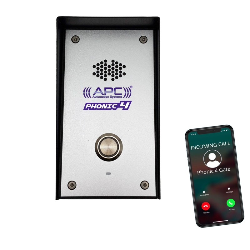 APC PHONIC4 | 4G Intercom - GSM Audio Intercom Doorbell and Switch, GSM Wireless Audio Intercom with remotely Gate Opening Capability (SIM Card Not Supplied. Customer to Source Own SIM Card)