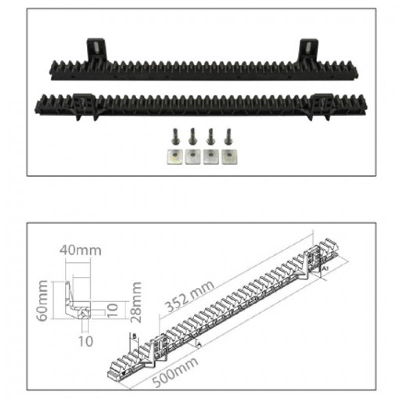 Gear Rack Nylon Coated With Steel Core, Strong and Quiet - (1m Pack  - 2 x 50 CM) Made in Italy by Stagnoli