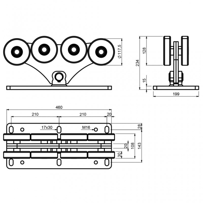 Eight Wheeled Large Carriage For Cantilever Gate for up to 13.5 metres clear opening & 1200 kg max gate weight(CAIS SPEED L)