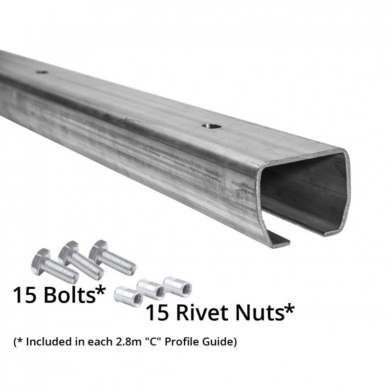 2.8m "C" Profile Guide For up to 5m Cantilever Gates, 3.5mm Thickness, Galvanized German Steel (CAIS STAGE SZ 2.8)