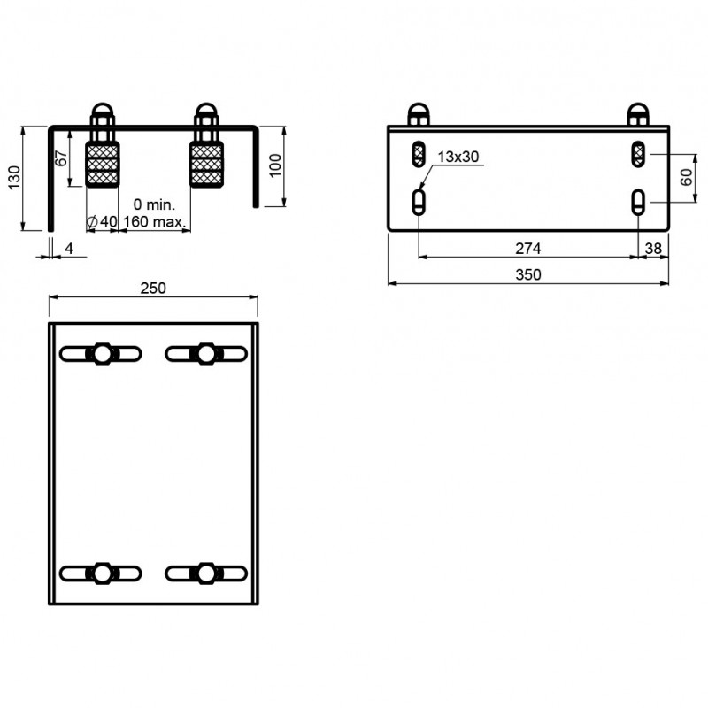 Four Upper Rollers and U Shape Bracket Set. CAIS Sliding Gate Guide 4 Roller and U Shape Bracket Assembly Kit