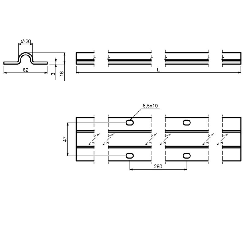 2m Galvanized Sliding Gate Ground Track Guide for Wheels and Rollers "U" Groove (CAIS ROAD 2)