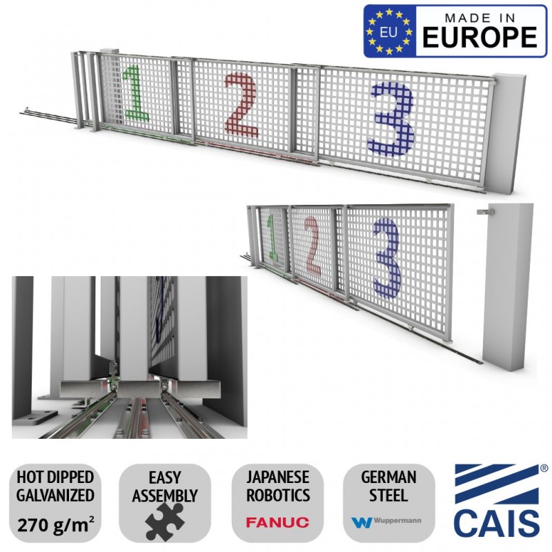 5m Complete Telescopic Sliding Gate Installation Kit for Three-Part Driveway Sliding Gate (THREE-Part Sliding Gate Hardware Set) CAIS SHORTBACK THE 5.0