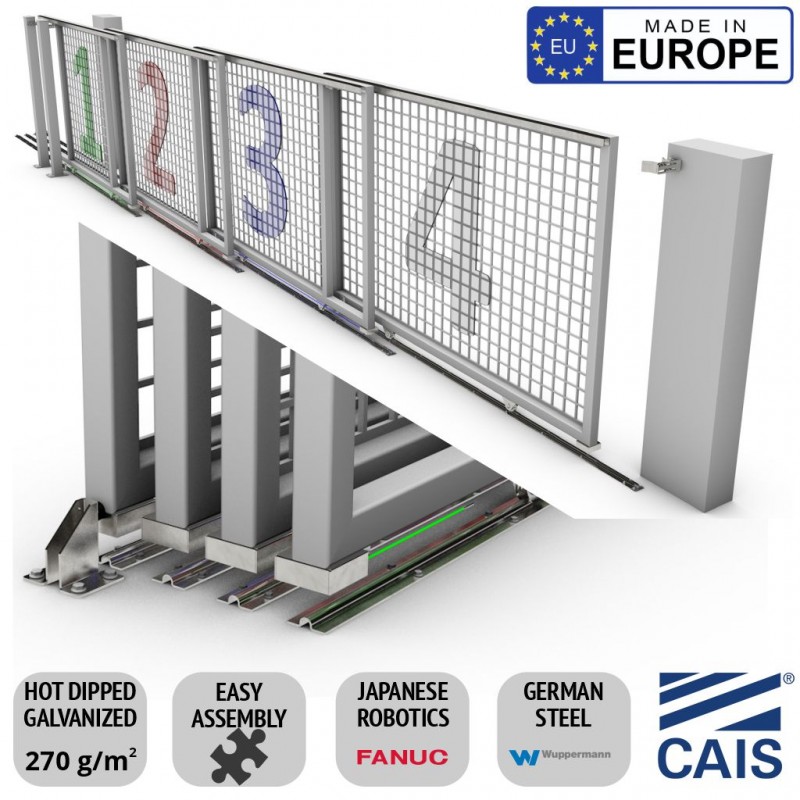 8m Complete Telescopic Sliding Gate Installation Kit for FOUR-Part Driveway Sliding Gates (Telescopic Sliding Gate Hardware Set for 4 Part Gates) CAIS SHORTBACK QUA 8.0