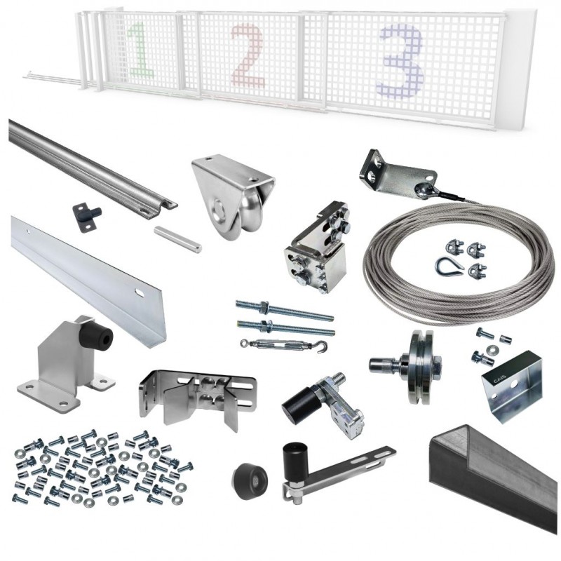 5m Complete Telescopic Sliding Gate Installation Kit for Three-Part Driveway Sliding Gate (THREE-Part Sliding Gate Hardware Set) CAIS SHORTBACK THE 5.0