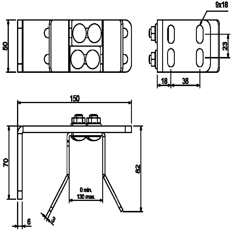 Adjustable End Stop Bracket Set for Sliding Gate | Adjustable Sliding Gate Catcher / U Guide  (CAIS DOCKER 0) German Steel Made in EU