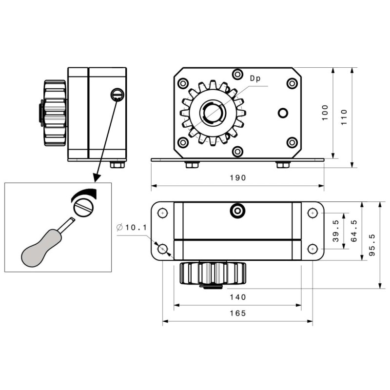 Mechanical Hydraulic Radial Damper (or brake) for Sloping Sliding Gates | Maximum slope 13,9° (30 Nm)