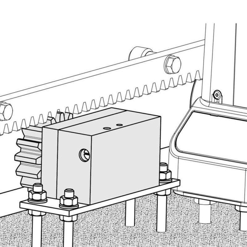 Mechanical Hydraulic Radial Damper (or brake) for Sloping Sliding Gates | Maximum slope 13,9° (30 Nm)