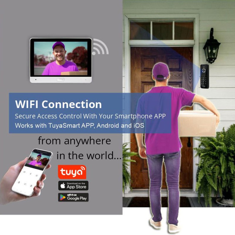 8" HD Video Intercom Monitor (White) With Built-In WiFi For Smartphone APP (includes power adapter) | Eyevision® Intelli HD Series Four Wire indoor Intercom