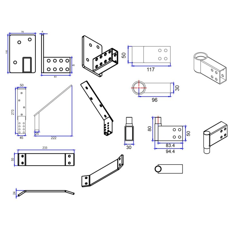 Adjustable Rising Gate Hinges on the Left and Right Side Heavy Duty with Support Bracing. Satin Black Powder-Coated Heavy Duty Adjustable Rising Gate Hinges |  Lifting or Uphill Rising Hinges for Double Swing Driveway Gates