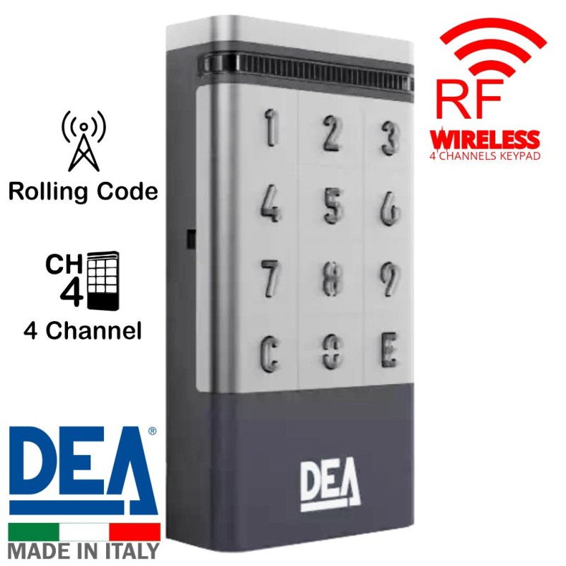 Dual Entry and Exit Wireless Keypads Combo With DEA 4-Channel Wireless Keypad | DEA Automatic Gate Openers Access Control With Personalised Numeric PIN Code, Capable up to 300 PIN Numbers (2-8 digits).