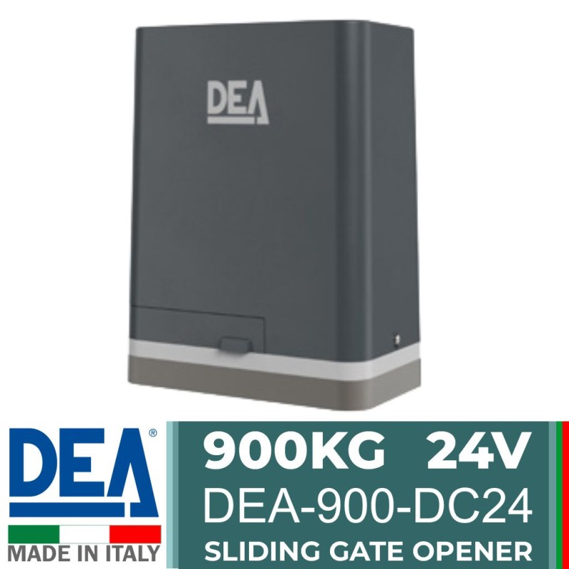 Extra Heavy Duty 900kg Sliding Gate Opener Kit | Italian Made by DEA. Automatic Gate Opener System with All-Metal Gear Strong Sliding Gate Automation Motor and Magnetic Limits. Suitable sliding gate on sloped driveways.
