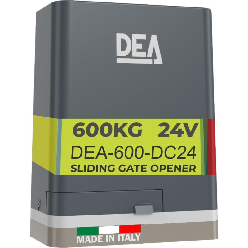 Heavy Duty 600kg Sliding Gate Opener Kit | Italian Made by DEA. Automatic Gate System with All-Metal Gear Strong Sliding Gate Automation Motor and Magnetic Limits