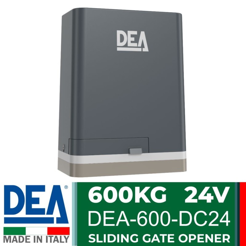 Heavy Duty 600kg Sliding Gate Opener Kit | Italian Made by DEA. Automatic Gate System with All-Metal Gear Strong Sliding Gate Automation Motor and Magnetic Limits