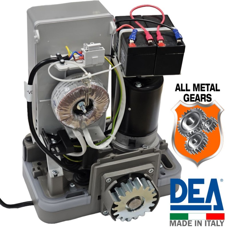 Heavy Duty 600kg Sliding Gate Opener Kit | Italian Made by DEA. Automatic Gate System with All-Metal Gear Strong Sliding Gate Automation Motor and Magnetic Limits