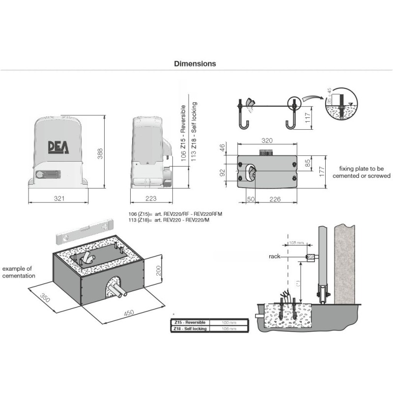 Super Duty 1400kg Sliding Gate Opener Kit | Italian Made by DEA. Automatic Gate Opener System with All-Metal Gear, Strong Sliding Gate Automation Motor, and Magnetic Limits. This strong automatic sliding gate opener system is ideal for sloped driveways.
