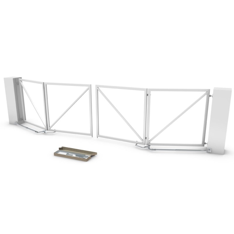 Bi-Fold Plus Double Swing Gate Hardware (Hinges Included) for Driveways | Perfectly designed for brick pillars and big posts (deep columns), the bi-fold twin drive plus double swing gate hardware solution maximises flexible installation with an opening capacity of up to 110 degrees, and features a highly adjustable design. | Folding Double Swing Gates Hardware Space-Saving Feature, All-in-one Box (TWIN DRIVE PLUS) Made in Europe by CAIS. | Gates are not included.