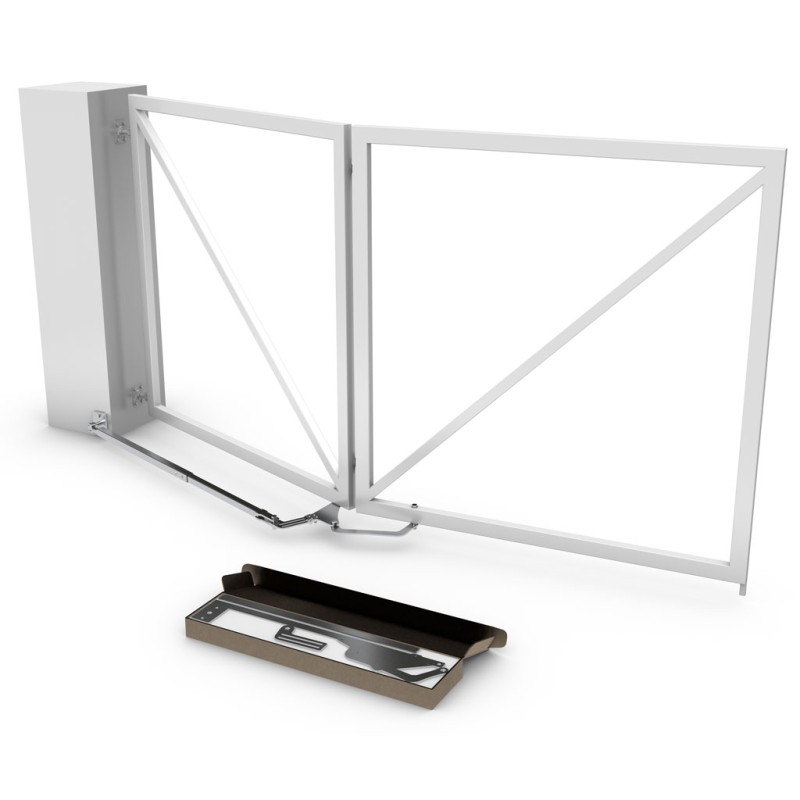 Bi-Fold Plus Double Swing Gate Hardware (Hinges Included) for Driveways | Perfectly designed for brick pillars and big posts (deep columns), the bi-fold twin drive plus double swing gate hardware solution maximises flexible installation with an opening capacity of up to 110 degrees, and features a highly adjustable design. | Folding Double Swing Gates Hardware Space-Saving Feature, All-in-one Box (TWIN DRIVE PLUS) Made in Europe by CAIS. | Gates are not included.