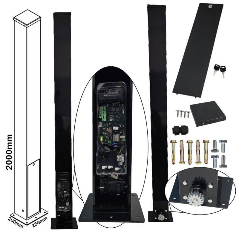 Invisible Sliding Gate Operator with Wi-Fi Smart Access Control | In-Post Sliding Gate Opener | Sleek, Secure, Space-Saving and High Speed Gate Opener Motor Hidden Inside The Gate Post For A Clean, Modern Look. No Limits Required | Turbo Speed Brushless Sliding Gate Motor |100% Italian Made by Roger Technology TW90/600/HS Sliding Gate Automation System. With 100% Duty Cycle 600kg Brushless In-Post Invisible Sliding Gate Motor, Custom Designed Pre-Made Post,  Remote Controls, Reflective Safety Sensor and APC MONDO Wi-Fi Keypad Access Control