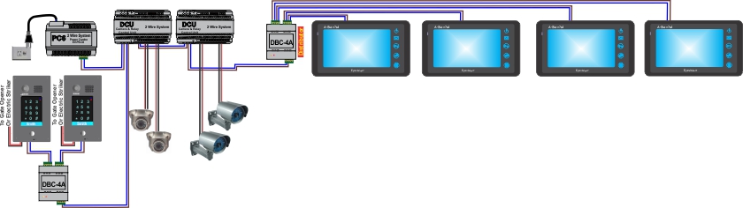 A-Bus Black 7inches Digital Video Intercom System with Recess Mount Weather Proof Keypad Door Station - with 170 Wide Fish Eye Camera