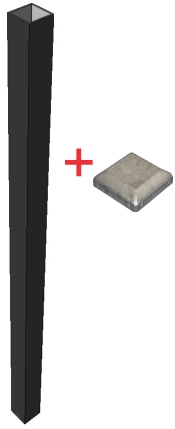 Black Powder Coated Steel Post & Galvanised Steel Cap