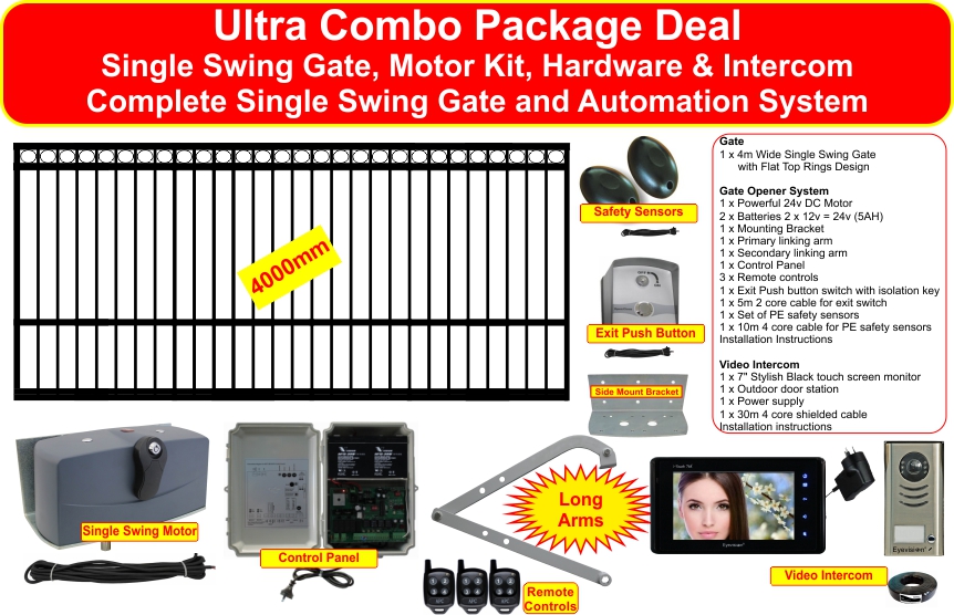4m Wide Single Swing Gate