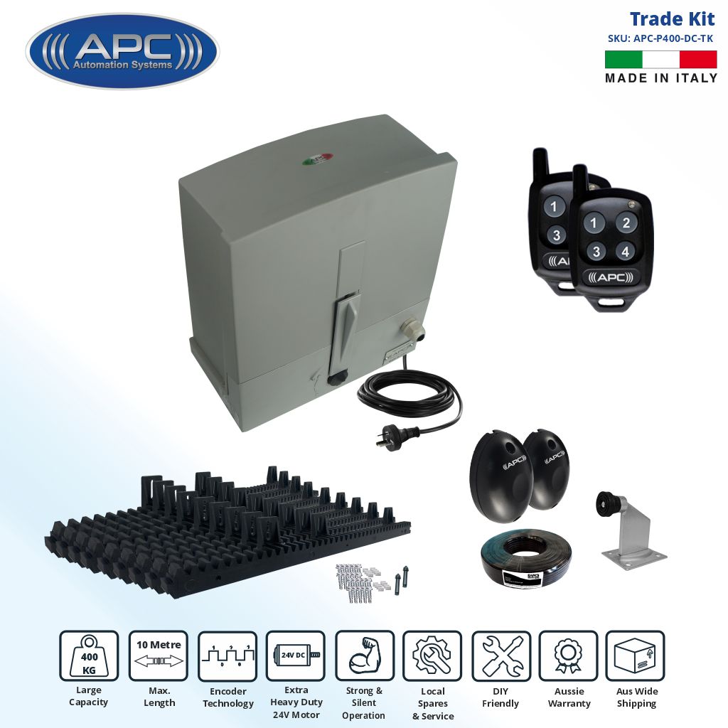 AC to 24V DC Extra Heavy Duty APC Proteous 400 Sliding Gate Opener Kit with Encoder System