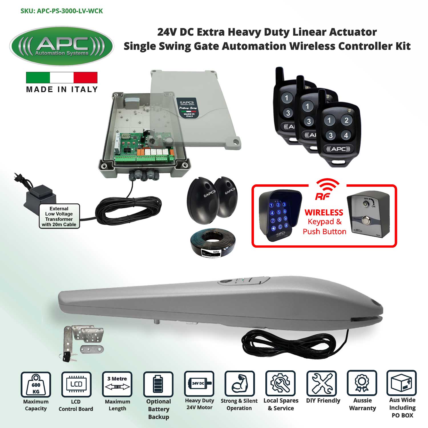 Single Swing Electric Gate Opener Wireless Controller Kit