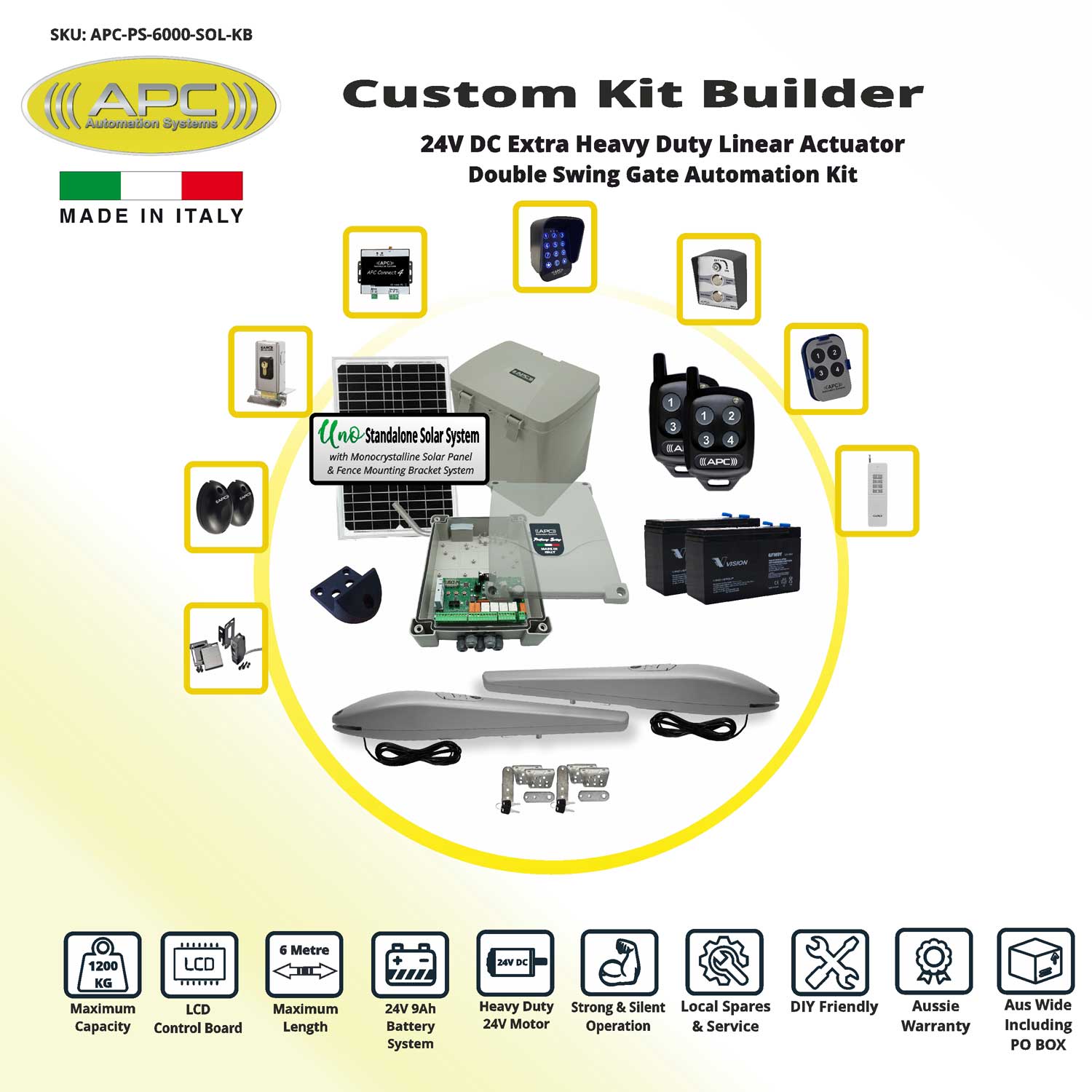 Double Swing Solar Powered Gate Opener, Automatic Motorized Remote Controls Gate, Solar Gate Automation System DIY Kit