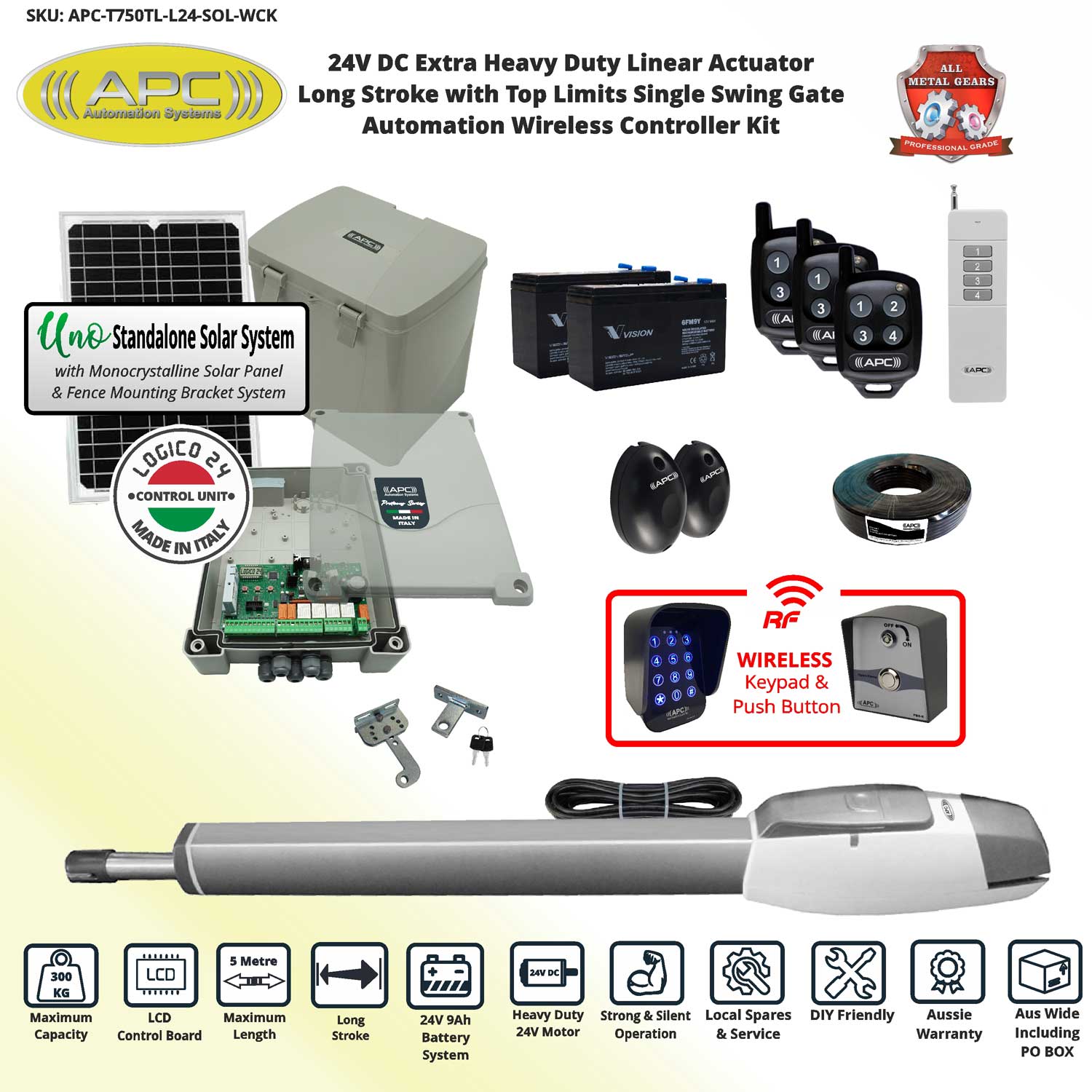 Solar Powered Gate Opener Wireless Controller Kit
