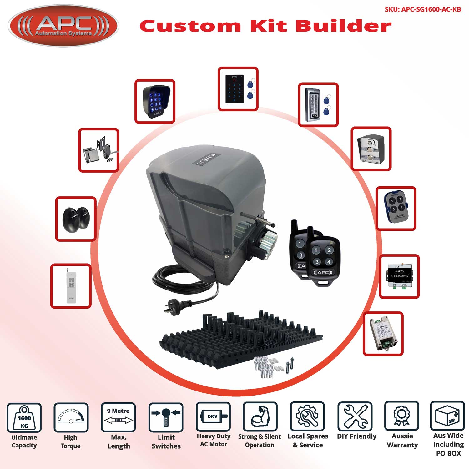 Build Your Own Sliding Gate Opener DIY Kit with APC-SG1600-AC Heavy Duty 1600KG System