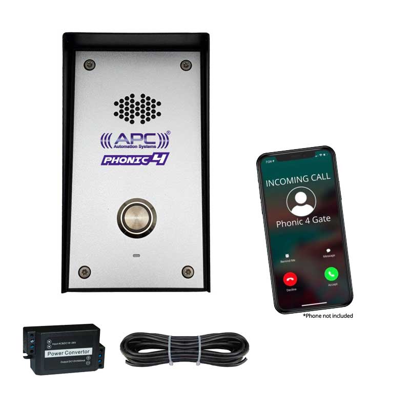 
APC PHONIC 4 GSM Audio Intercom Door Bell and Switch, 4G mobile communications system, controlling gates, authorized door access, switching on/off from your mobile phone.
