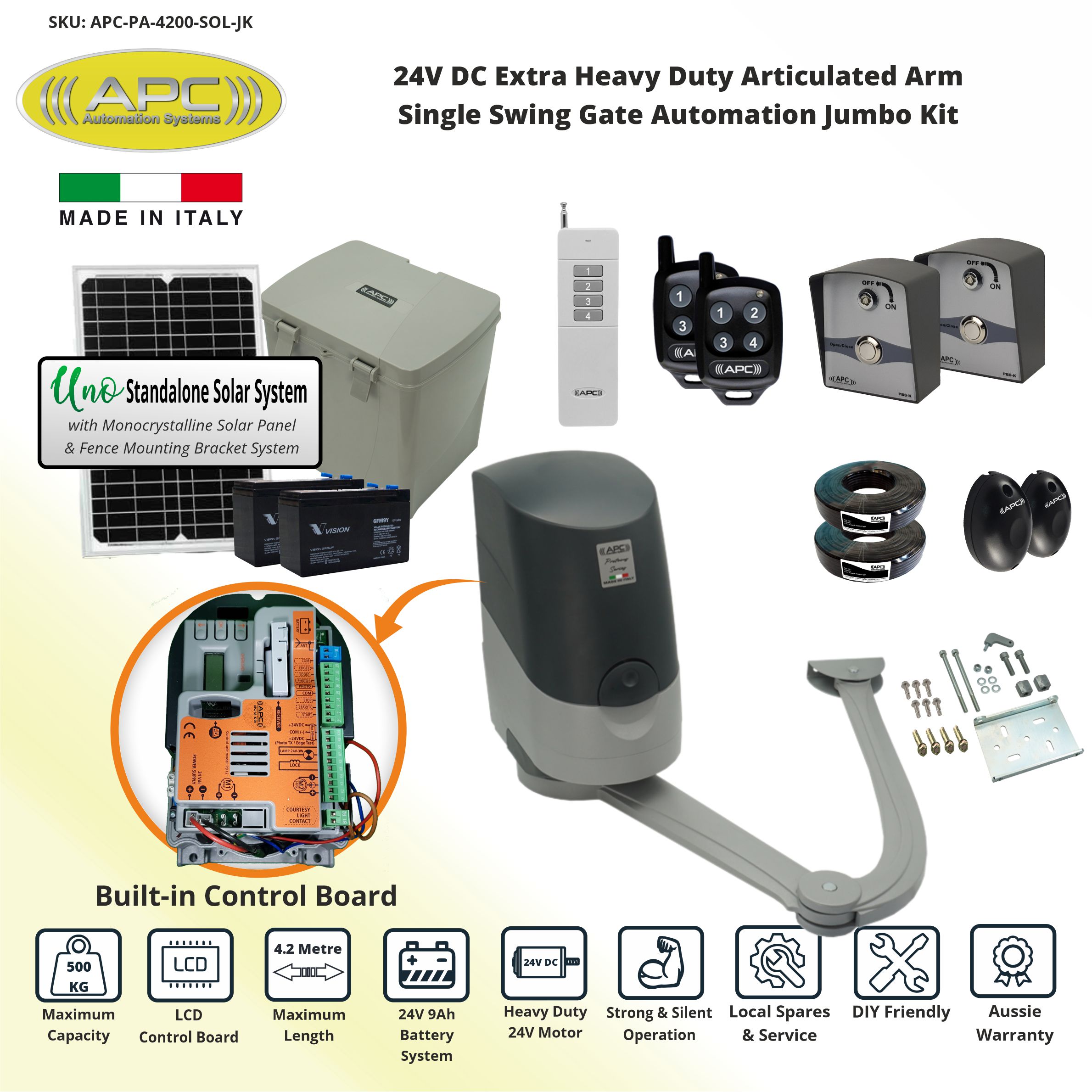 Single Swing Solar Powered Gate Opener