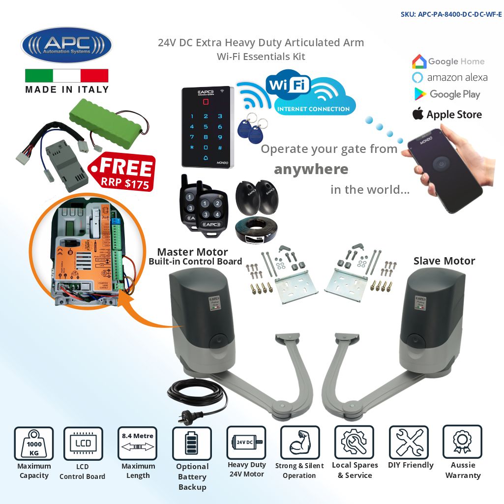 Double Swing Gate Automation Kit, APC Proteous PA-8400 Heavy Duty Swing Gate Opener