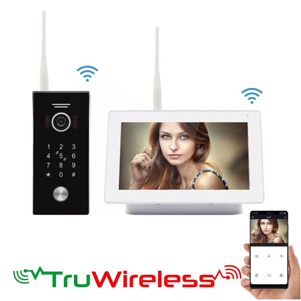 
TruWireless Intercom System with Built-in Halow WiFi Bridge | Keypad Video Door Station and Monitor Eyevision TruWireless Wi-Fi Smart Intercom Systems