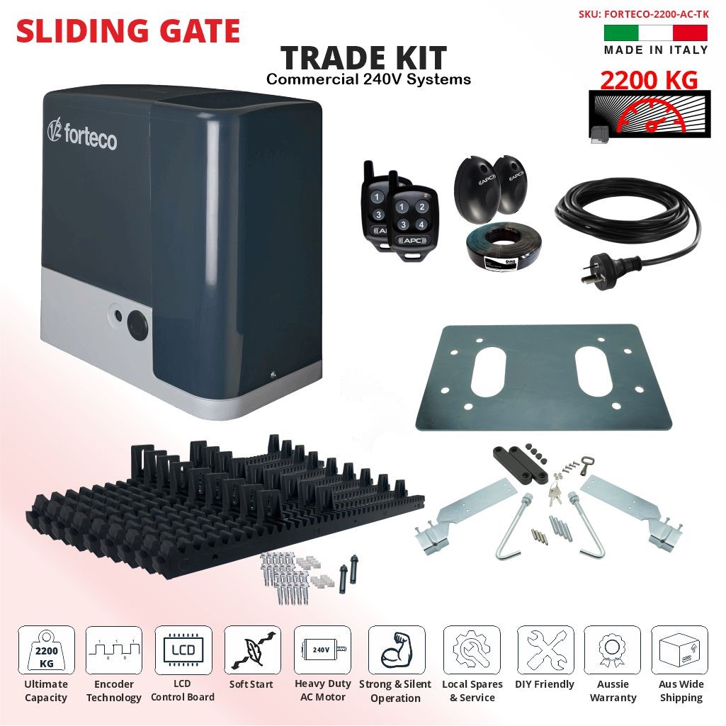 Forteco Automatic Electric Sliding Gate Kit Extra Heavy Duty FEATURE RICH Sliding Gate Opener Kit