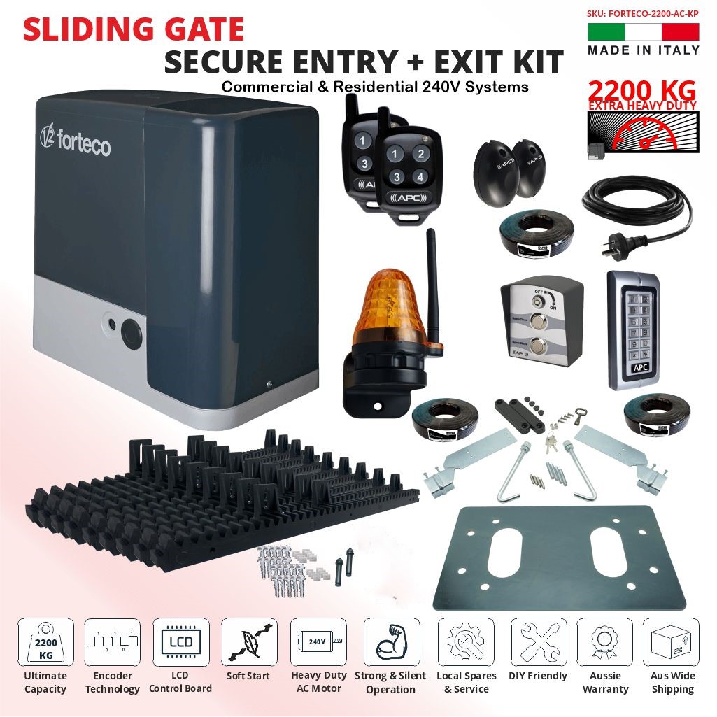 FORTECO Sliding Gate Motor Automatic Electric Sliding Gate Kit Extra Heavy Duty FEATURE RICH Sliding Gate Opener Kit