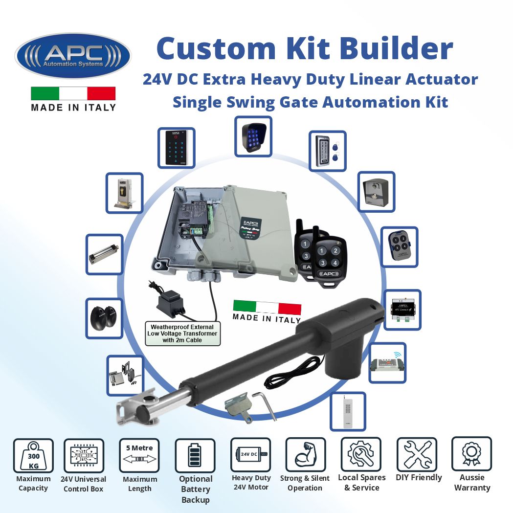 Remote Control Single Swing Gate Opener, Italian Made APC Proteous PT-5000 Automatic Electric Gate Automation Systems