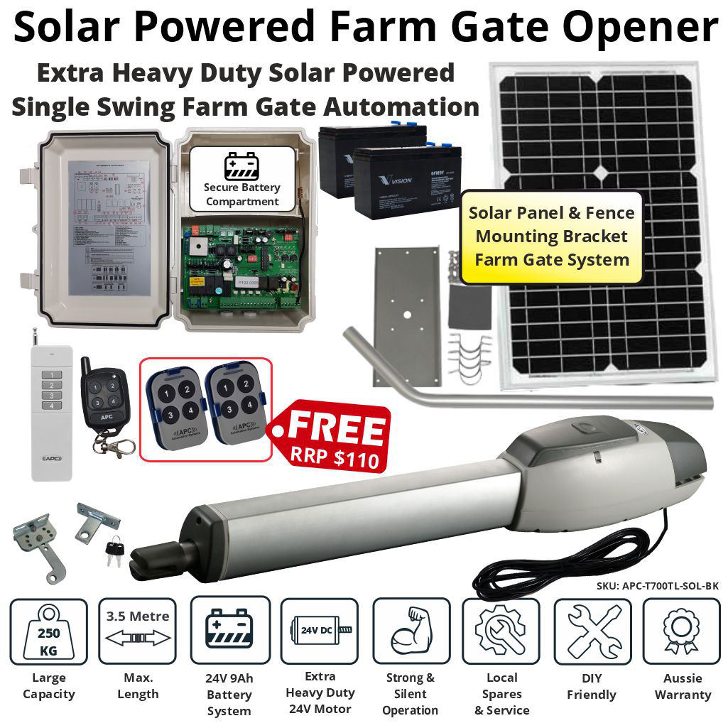 Automatic Farm Gate Solar Kits, Solar Powered Electric Gate Opener,  Solar Powered Single Swing Gate Opener, Automatic Farm Gate Solar Kits