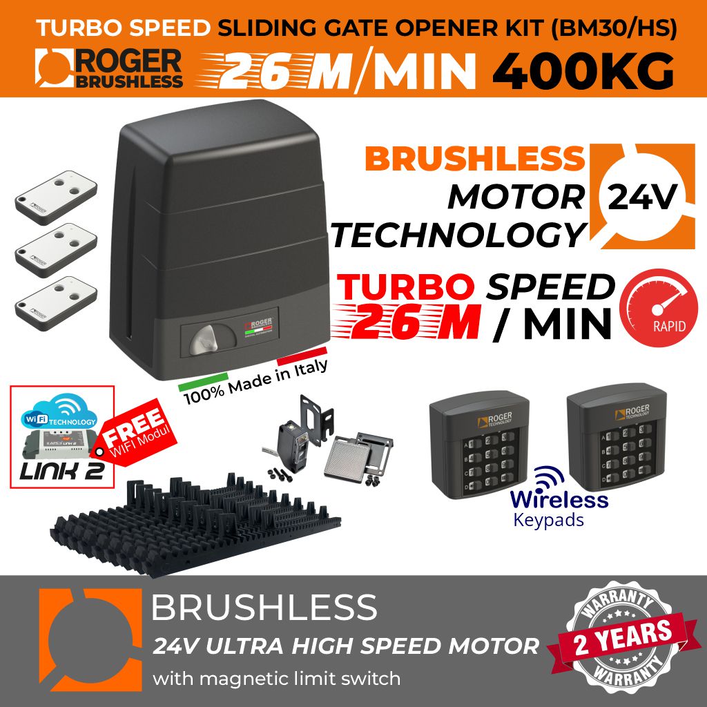 Sliding Gate Opener, Brushless Electromechanical Sliding Gate Motor, Ultra High-Speed 44 cm/s, 400 KG