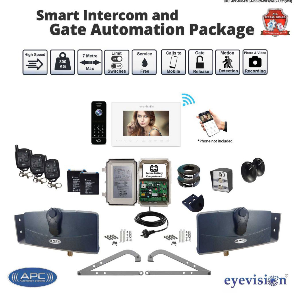 Smart Wifi Gate Automation Combo Double Swing Gate Opener with WiFi Intercom Smartphone Access System