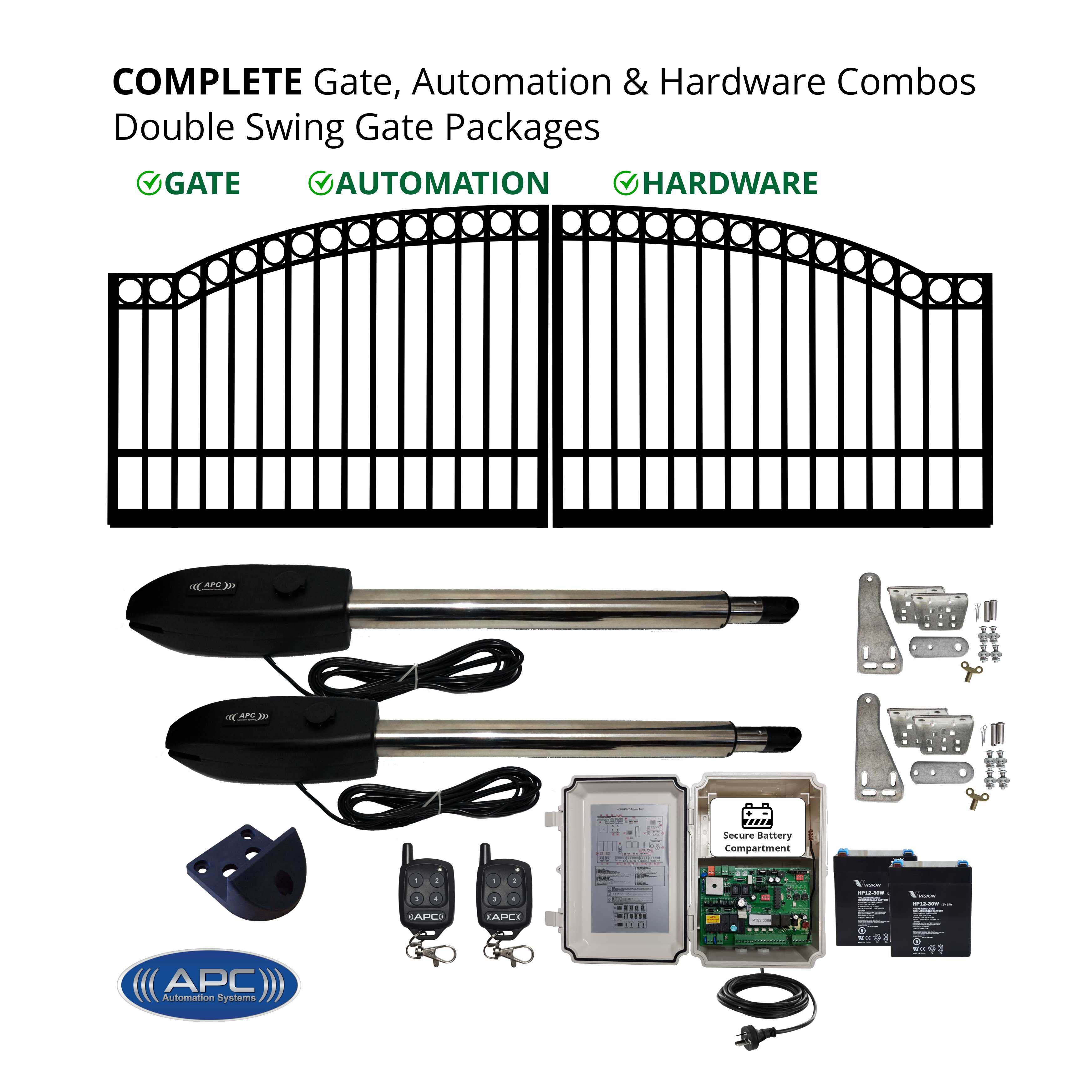 Double Swing Gate and Gate Opener Combo