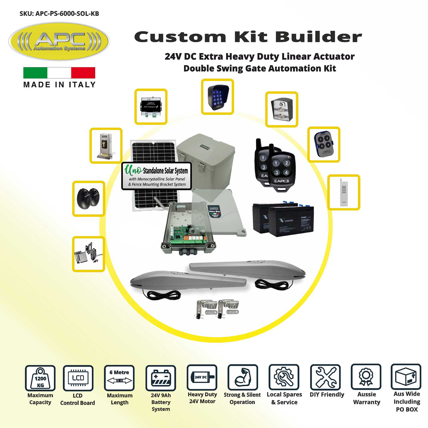 Double Swing Solar Powered Gate Opener, Automatic Motorized Remote Controls Gate, Solar Gate Automation System DIY Kit