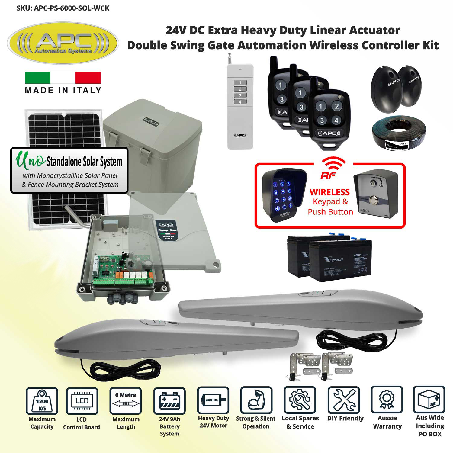 Double Swing Solar Powered Gate Opener, Automatic Motorized Remote Controls Gate, Solar Gate Automation System DIY Kit